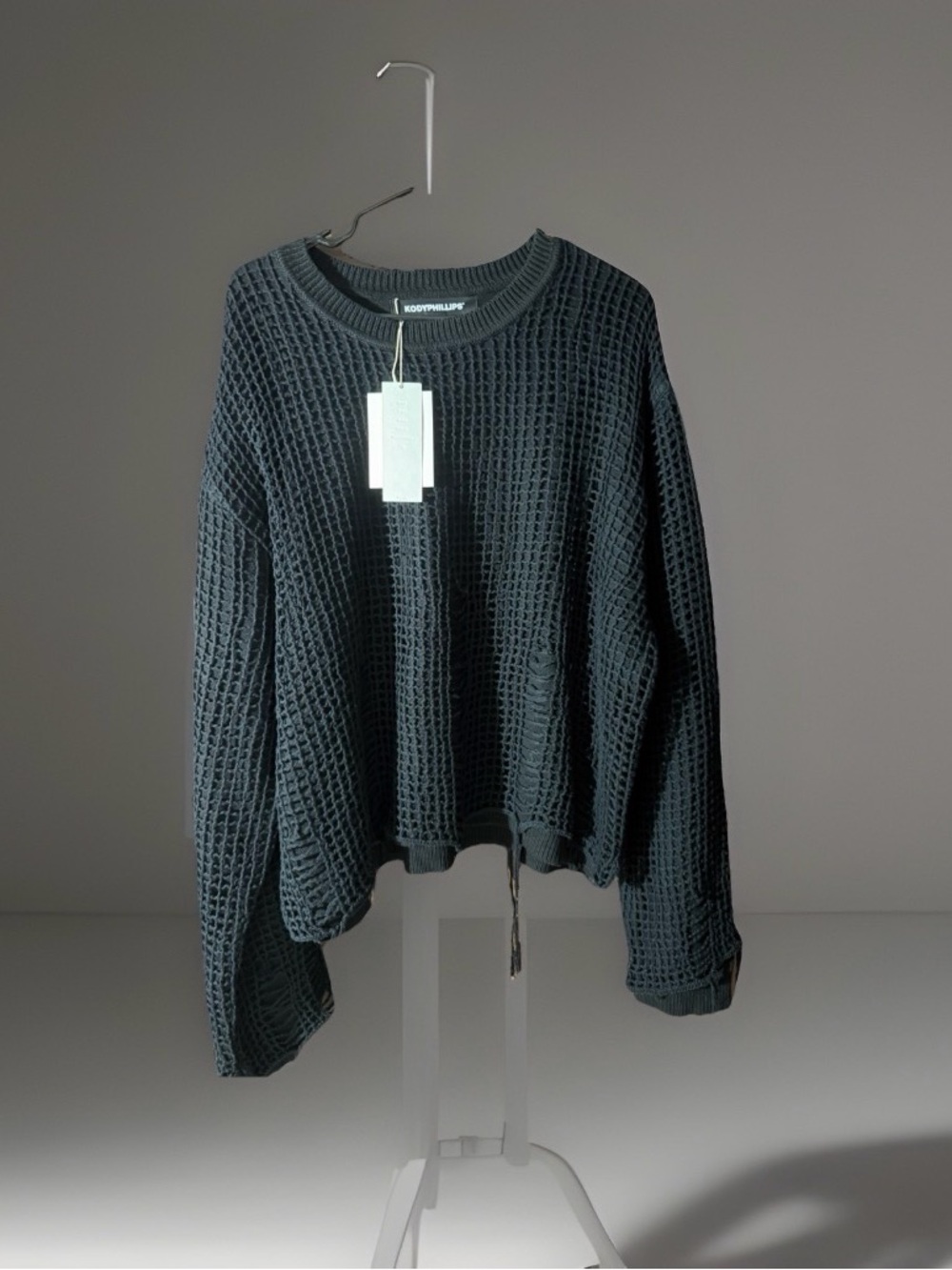 Kodyphillips Women's Waffle Knit Crewneck Sweater - Black
